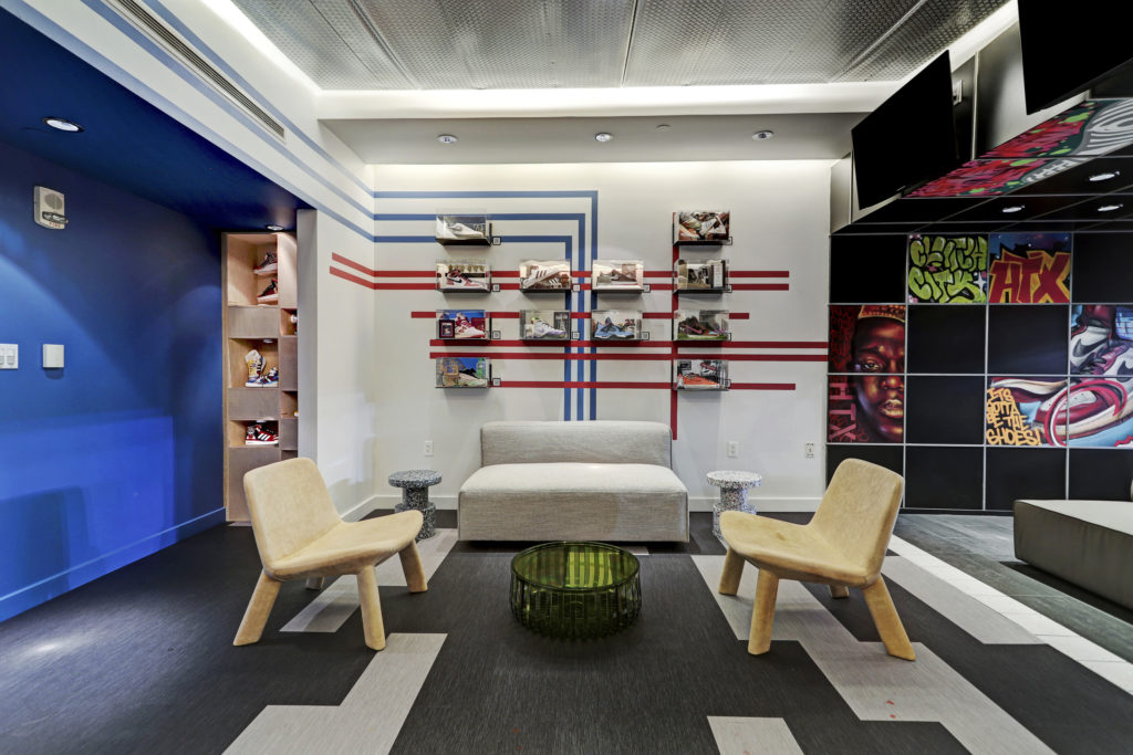 It's all about the grid and designer treads in the Sneaker Suite (Photo by Courtesy of Gin Design Group)