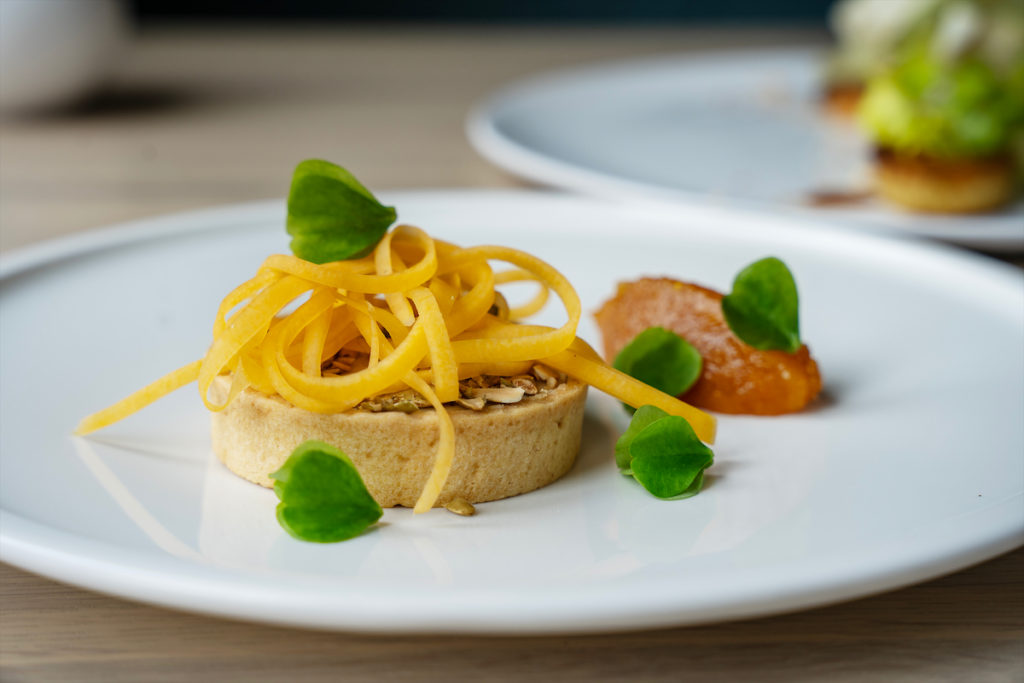 Foir Gras Custard Pie at Quarter Acre restaurant. (Photo by Emily Loving)