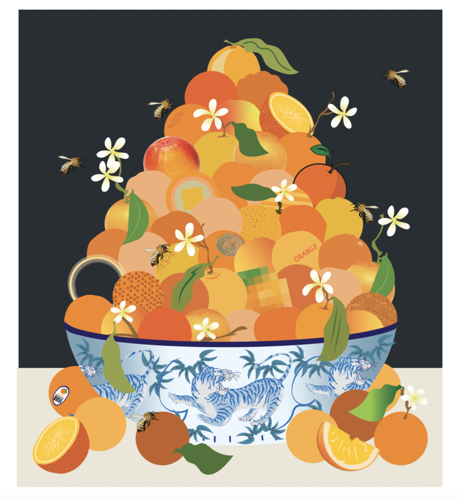 Stephen D’Onofrio's "Still Life with Bees and Oranges," 2023 at Galleri Urbane (Courtesy Galleri Urbane)