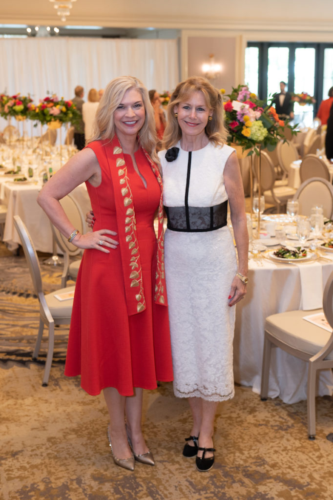 Tammie Johnson, Cheryl Byington at the Houston Symphony League President's Luncheon and Style Show.  (Photo by Wilson Parish)