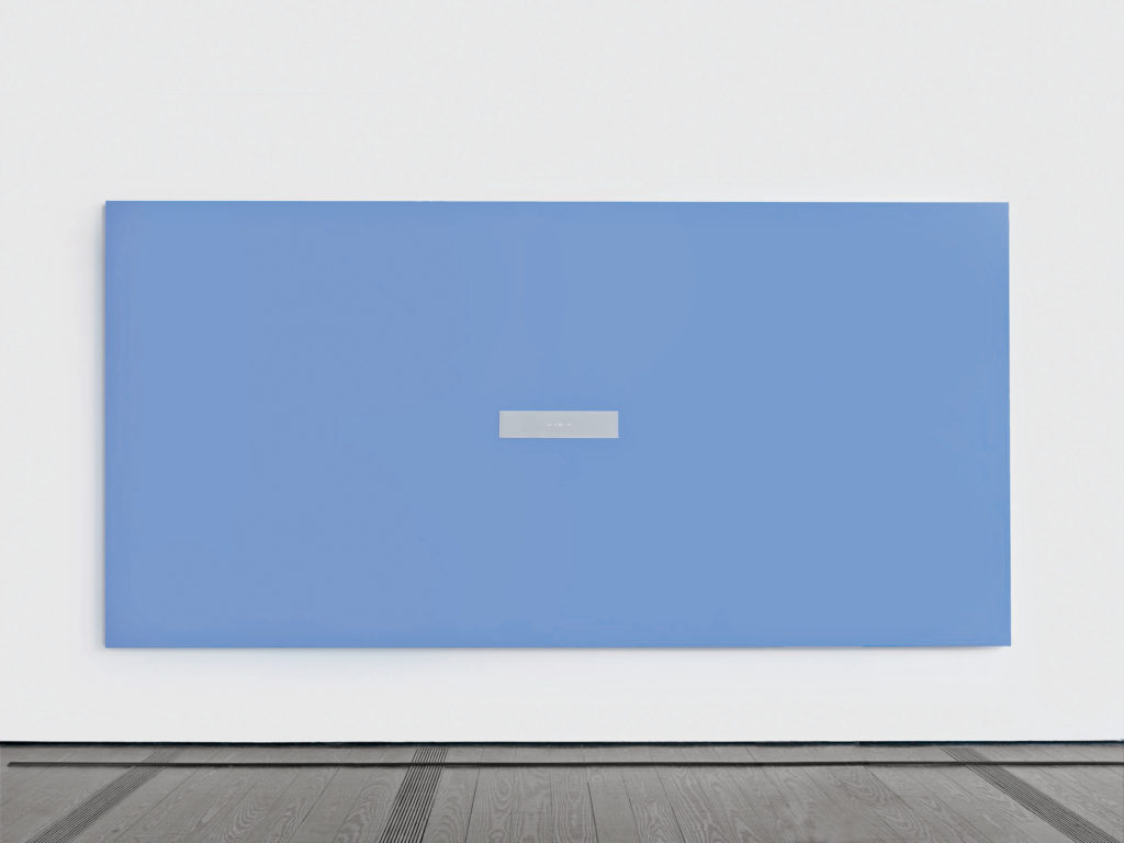 Walter De Maria's "The Statement Series: Blue Painting/YES PEACE YES," 2011. (Courtesy The Menil Collection, Houston and The Estate of Walter De Maria. Photo by Paul Hester.)