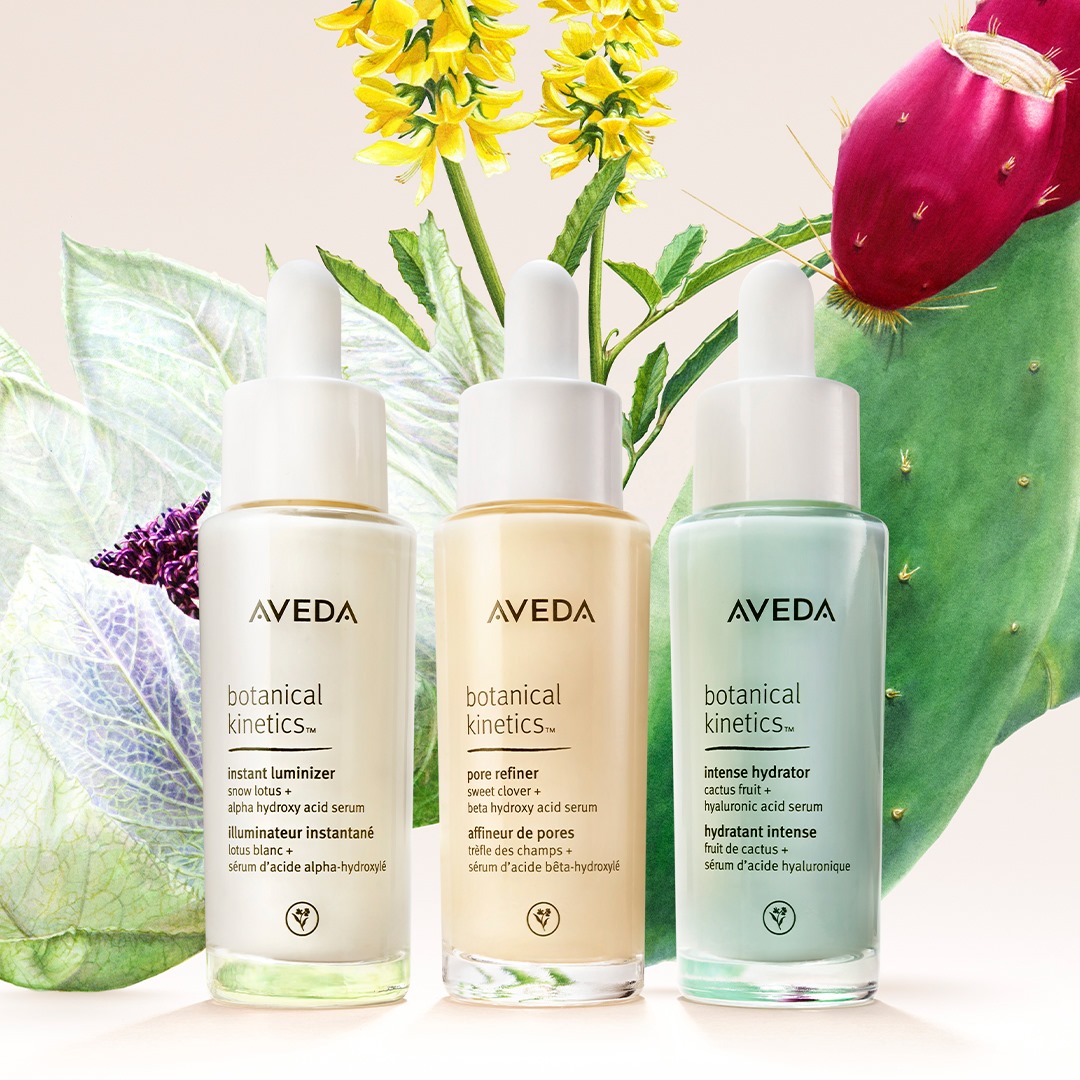 winter – AVEDA skin serums target specific needs, and are 97 percent naturally derived.