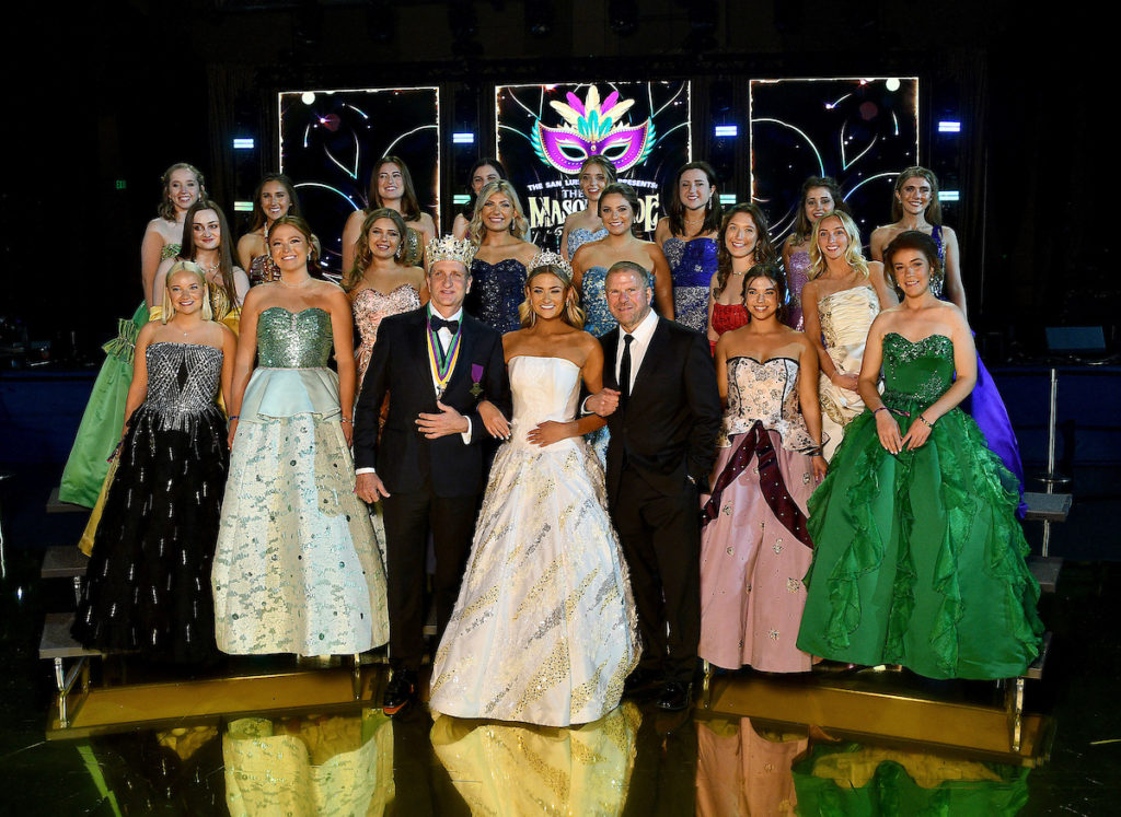 King H. Kevin Teichman with Queen Ashton Grace Teichman, Tilman Fertitta and duchesses at the San Luis Salute. (Photo by ave Rossman)