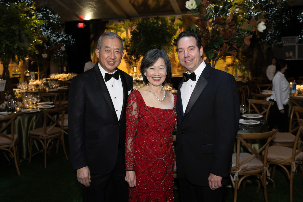 Albert & Anne Chao, Jim Nelson at the Houston Ballet Ball, held in a state-of-the-art tent at the Margaret Alkek Williams Center for Dance (Photo by Wilson Parish)