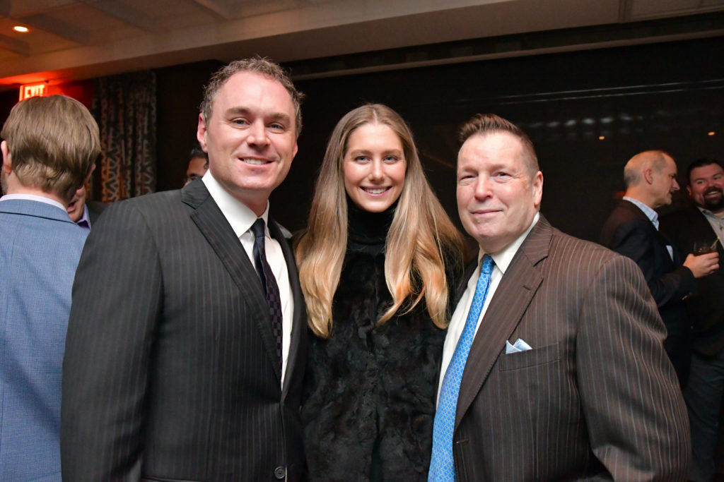 Andy Cordes, Virginia Carl, Scott Evans at the Men of Distinction announcement party at Steak 48 (Photo by Alex Montoya)