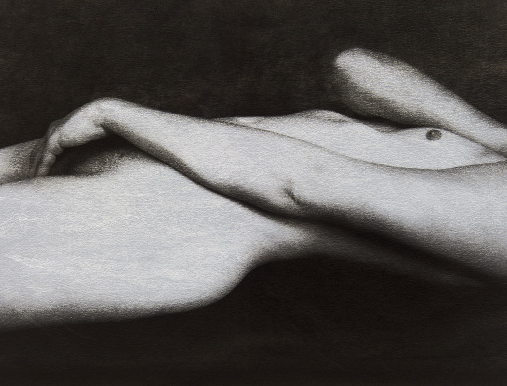 Christa Blackwood's "Morgan as Miriam," 2017. Blackwood celebrates the male form by reinterpreting classical photographic nude studies in this beautiful platinum print 