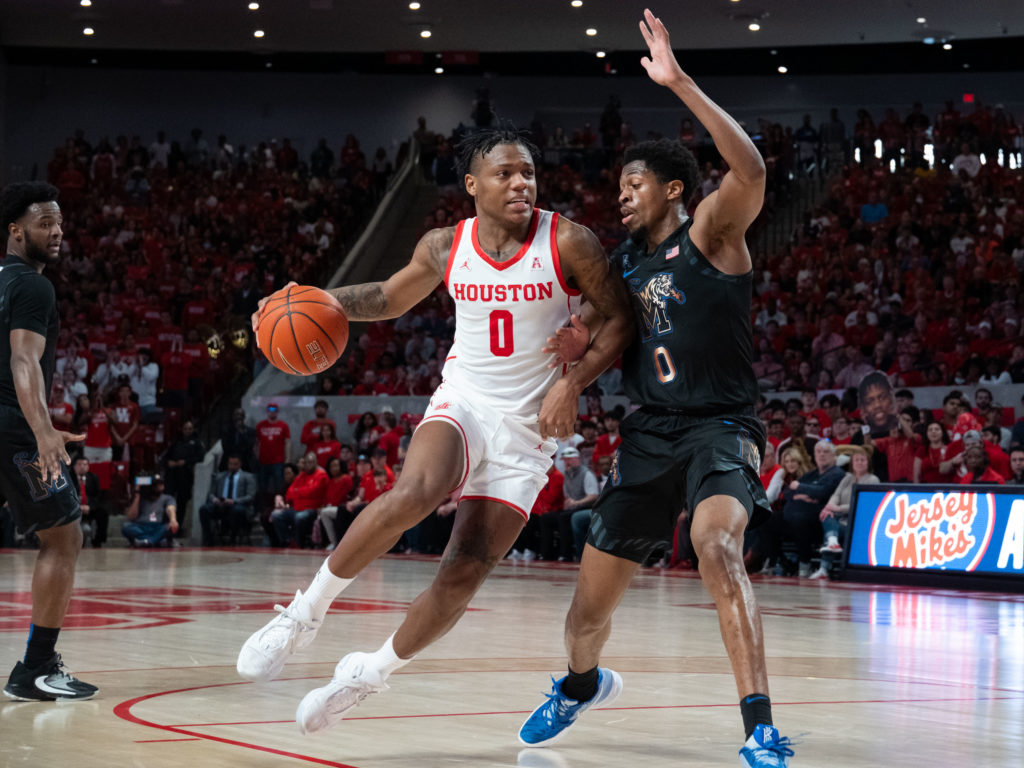 University of Houston guard Marcus Sasser can score in a variety of ways. (Photo by F. Carter Smith)
