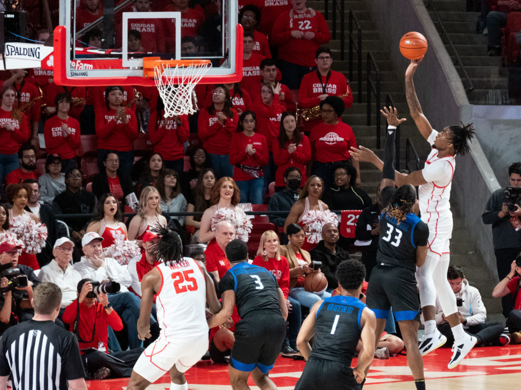 UH center Ja'Vier Francis is working on expanding the range of his little hook shots. (Photo by F. Carter Smith)