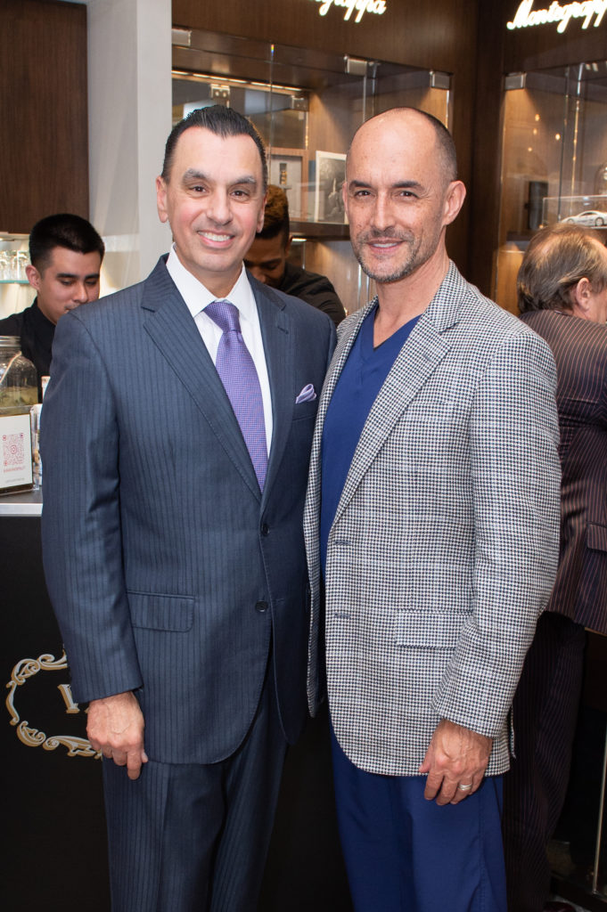 Dr. Devinder Bhatia, Dr. Jorge Salazar  at the WORLDCLASS cocktail fête at Valobra Master Jewelers. (Photo by Jacob Power)