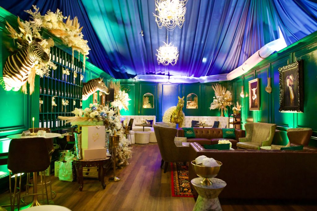 The chic Gold Pony Lounge at Cotton Holdings' Cotton Q Club at the Rodeo Houston barbecue cook-off. (Photo by Ashley Patranella, Painted Peacock Photography)