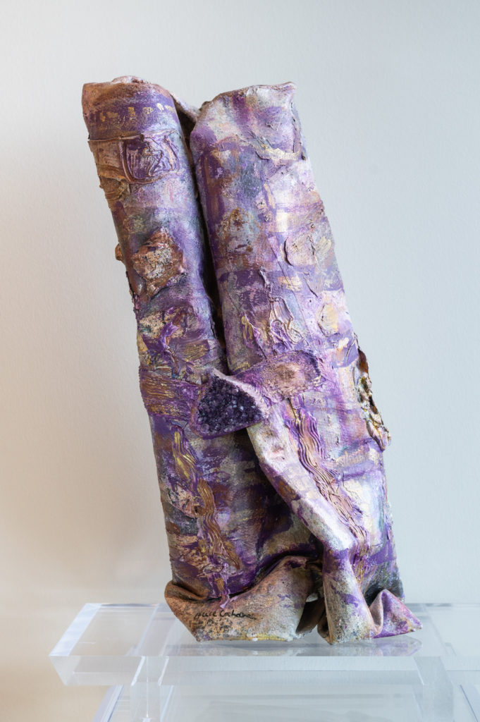 Alice Lok Cahana’s mixed media scroll sculpture, title unknown (Photo by Wilson Parish)