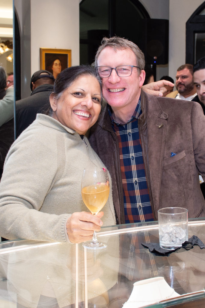 Chefs Kiran Verma and Charles Carroll  at the WORLDCLASS cocktail fête at Valobra Master Jewelers. (Photo by Jacob Power)