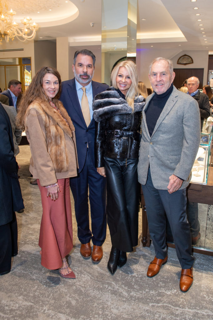 Kristin & John Van Ness, Isabella & Charles Reimer at the WORLDCLASS cocktail fête at Valobra Master Jewelers. (Photo by Jacob Power)