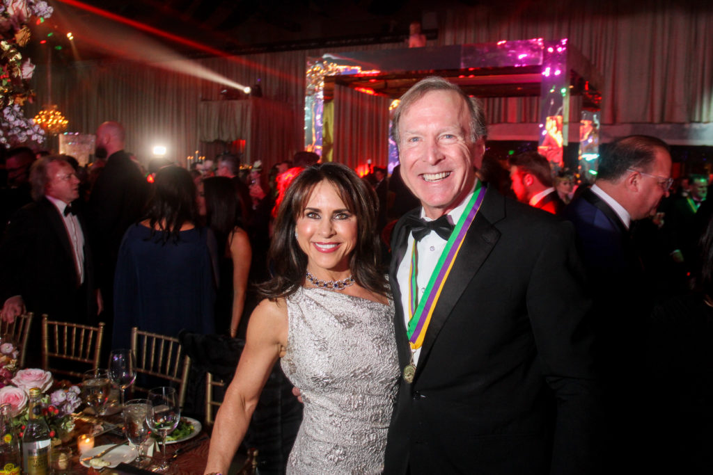 Maria & Neil Bush at the San Luis Salute Mardi Gras ball at the Galveston Island Convention Center at The San Luis Resort. (Photo by Gary Fountain)