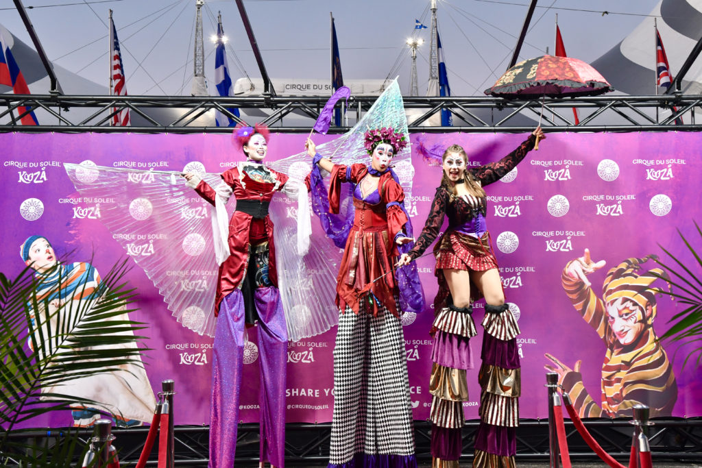 Stilt Walkers at the Cirque du Soleil KOOZA premiere.  (Photo by Alex Montoya)