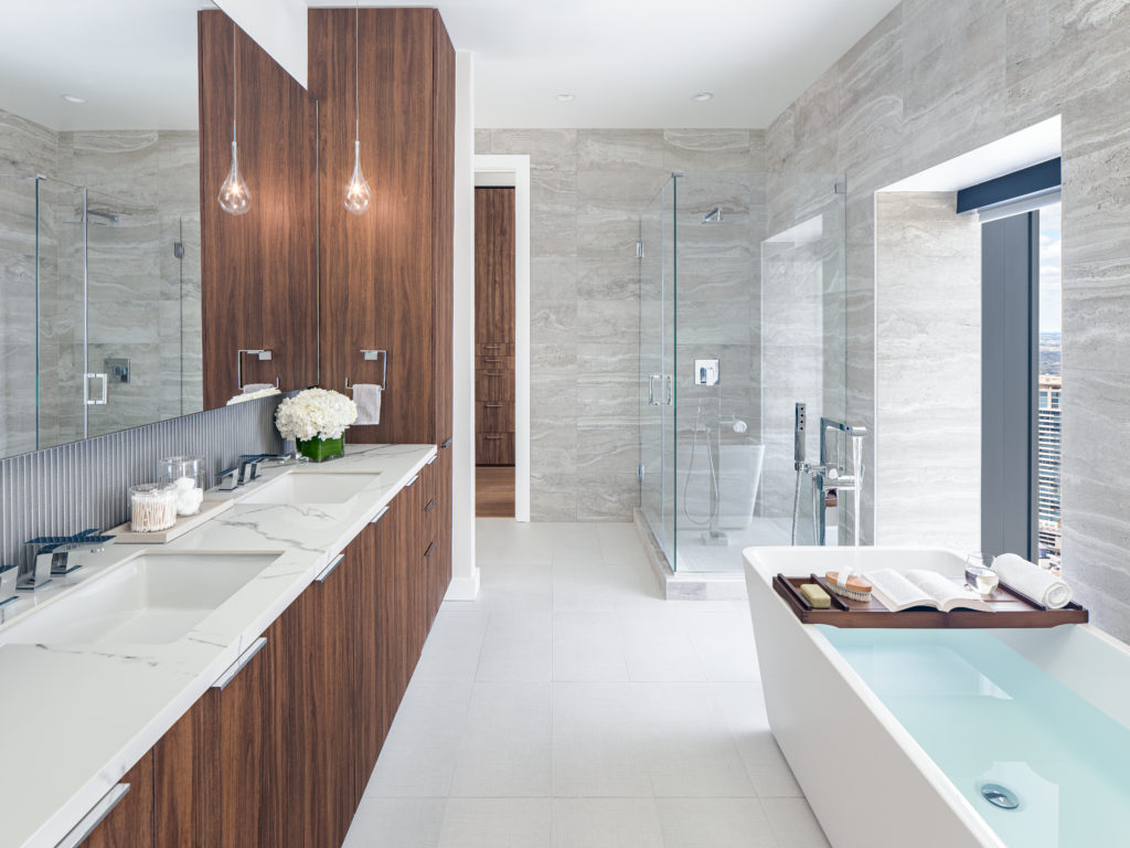 Stunning penthouse bathrooms for relaxing.