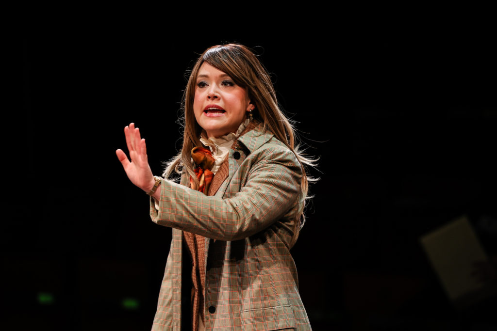 Kelley Peters (Sarah Weddington) in Stages production of ROE (Photo by Melissa Taylor)