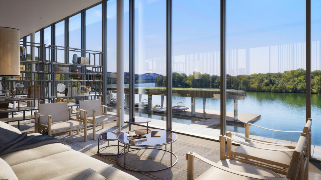 Four Seasons Private Residences Lake Austin's Lake Clubhouse comes to life in the Holodeck. (Photo courtesy of DBOX for Austin Capital Partners)