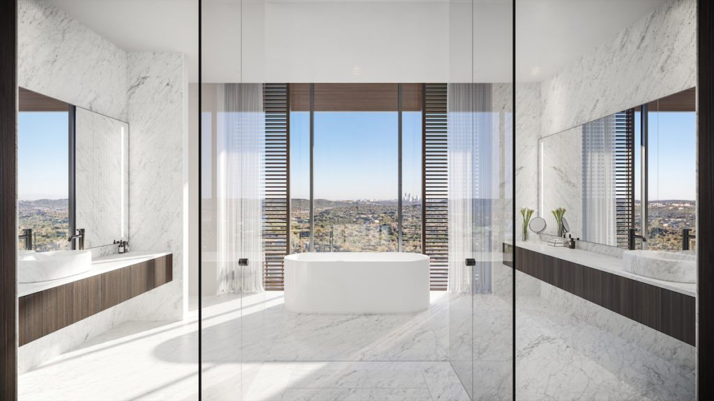 Four Seasons Private Residences Lake Austin's Lakeview East Residence primary suite bathroom. (Images by DBOX for Austin Capital Partners)