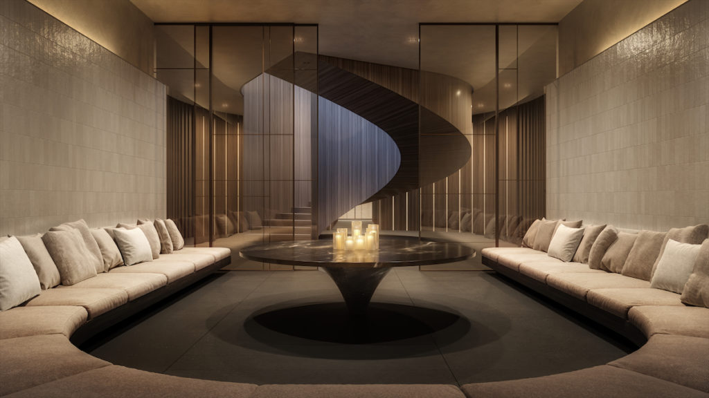 Four Seasons Private Residences Lake Austin's Spa and Wellness Club seating area. (Images by DBOX for Austin Capital Partners)