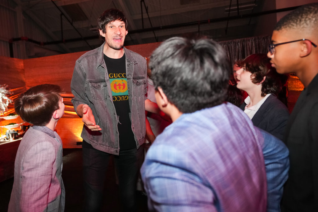 Houston Rocket Boban Marjanović at the Houston Rockets Clutch City Foundation gala at the Landry's hangar at Hobby Airport.