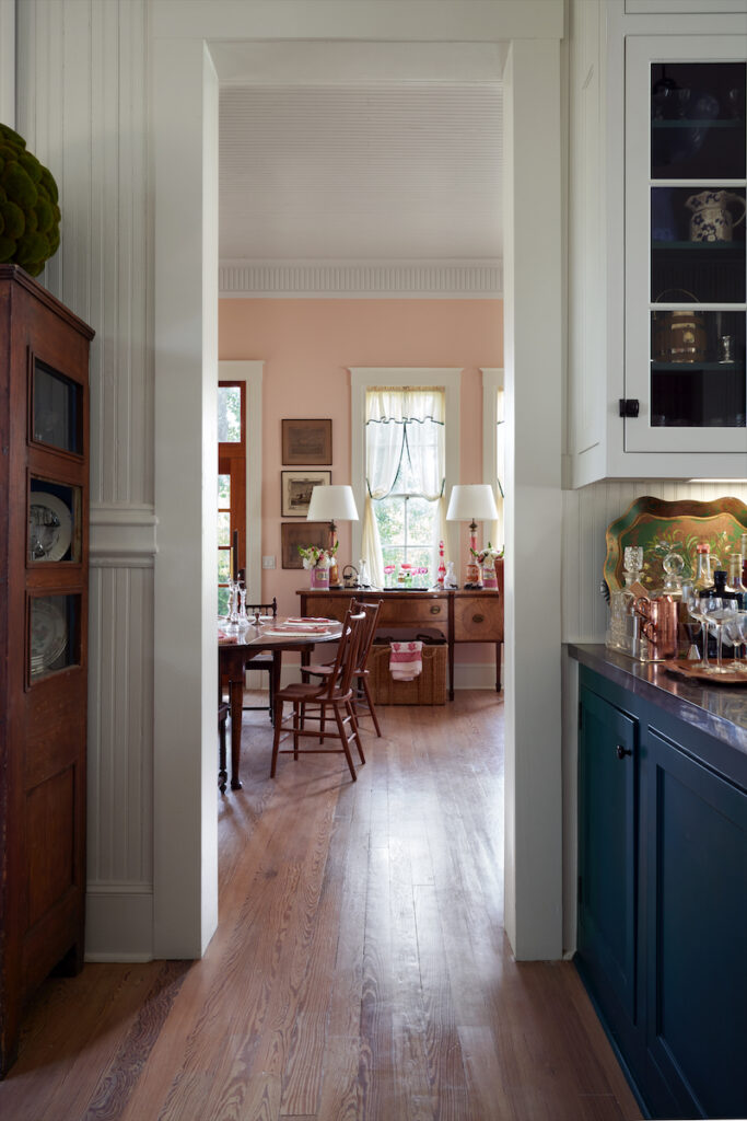 View from the kitchen into the dining room. The original floors were stripped and left unfinished. (Photo by PÄR BENGTSSON)