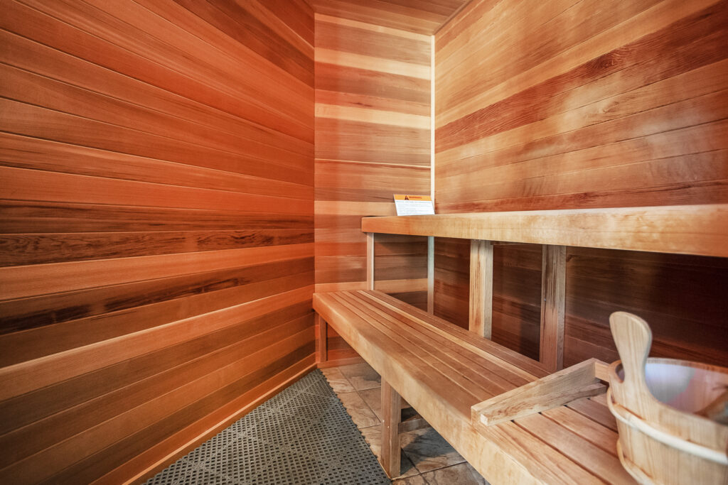 The home's gym has its own built-in sauna and steam room.