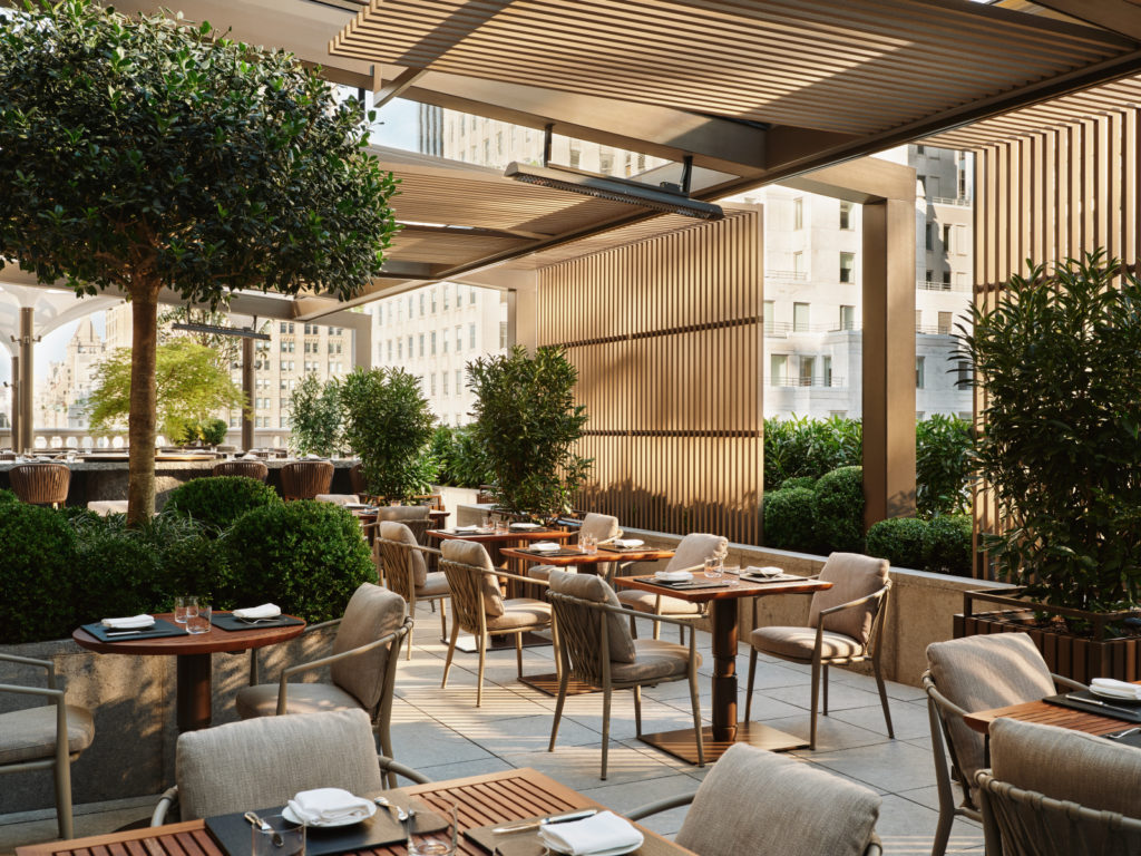The Aman New York building boasts over 7,000 square feet of spacious patio space overlooking Fifth Avenue. 