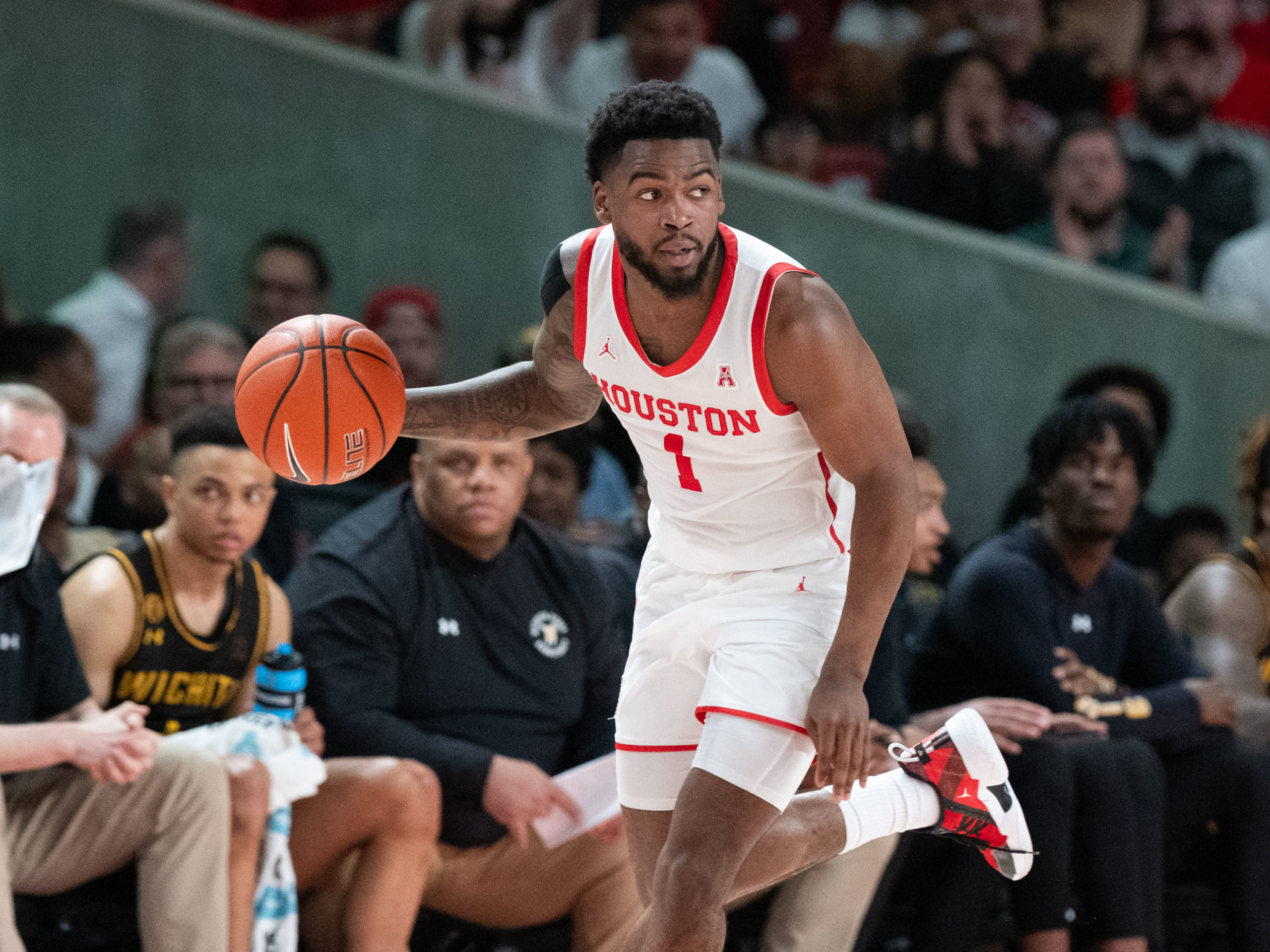 On Senior Night at the Fertitta Center, the University of Houston Cougars men’s basketball team cut down the nets after defeating Wichita State 83-66 behind Marcus Sasser’s 24 points and Jamal Shead’s 25 points