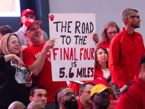 On Senior Night at the Fertitta Center, the University of Houston Cougars men’s basketball team cut down the nets after defeating Wichita State 83-66 behind Marcus Sasser’s 24 points and Jamal Shead’s 25 points