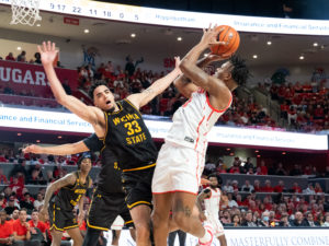 On Senior Night at the Fertitta Center, the University of Houston Cougars men’s basketball team cut down the nets after defeating Wichita State 83-66 behind Marcus Sasser’s 24 points and Jamal Shead’s 25 points