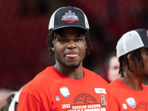 On Senior Night at the Fertitta Center, the University of Houston Cougars men’s basketball team cut down the nets after defeating Wichita State 83-66 behind Marcus Sasser’s 24 points and Jamal Shead’s 25 points