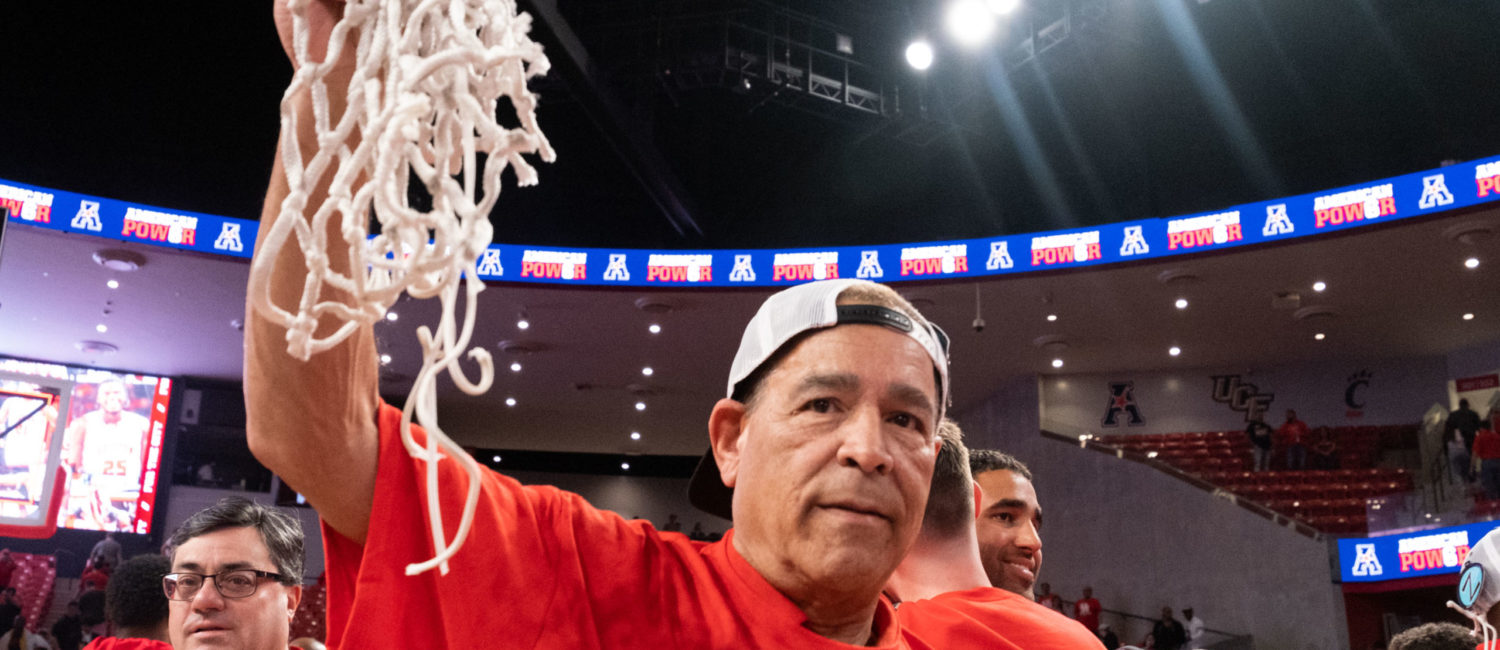 On Senior Night at the Fertitta Center, the University of Houston Cougars men’s basketball team cut down the nets after defeating Wichita State 83-66 behind Marcus Sasser’s 24 points and Jamal Shead’s 25 points