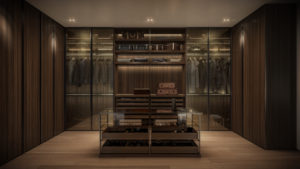 Four Seasons Private Residences Lake Austin’s Lakeview East Residence Primary Closet; Imagery by DBOX for Austin Capital Partners
