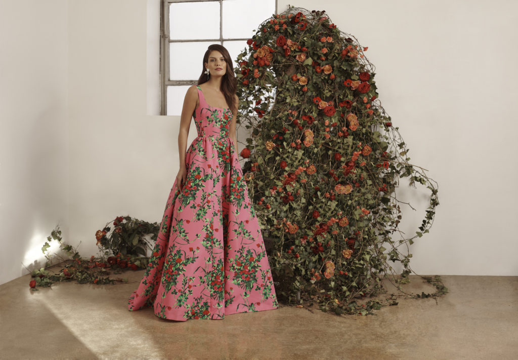 Carolina Herrera makes a statement with romantic florals. 