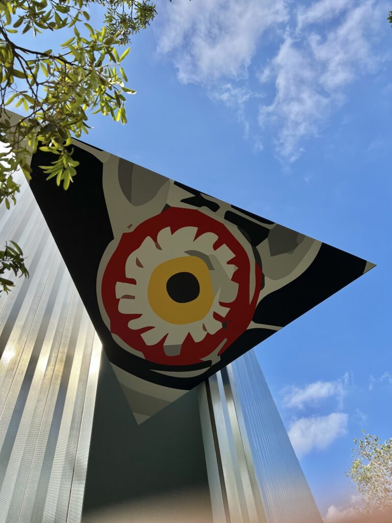 The CAMH's entrance features a detail from Trenton Doyle Hancock's Bringback character. (Photo by CDA) 