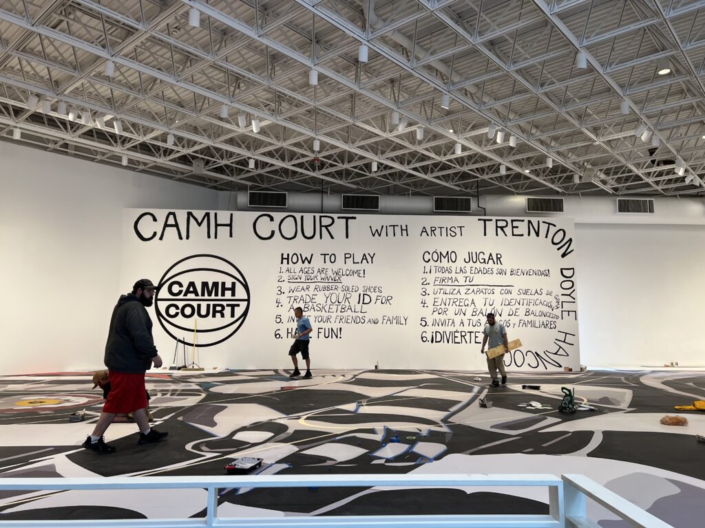 A first with CAMH Court: museum as basketball court! (Photo by CDA) 