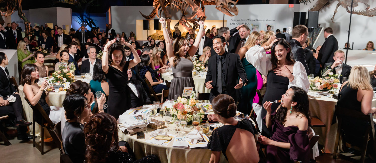 CEO Foundation gala guests dine with dinosaurs at the Houston Museum of Natural Science.