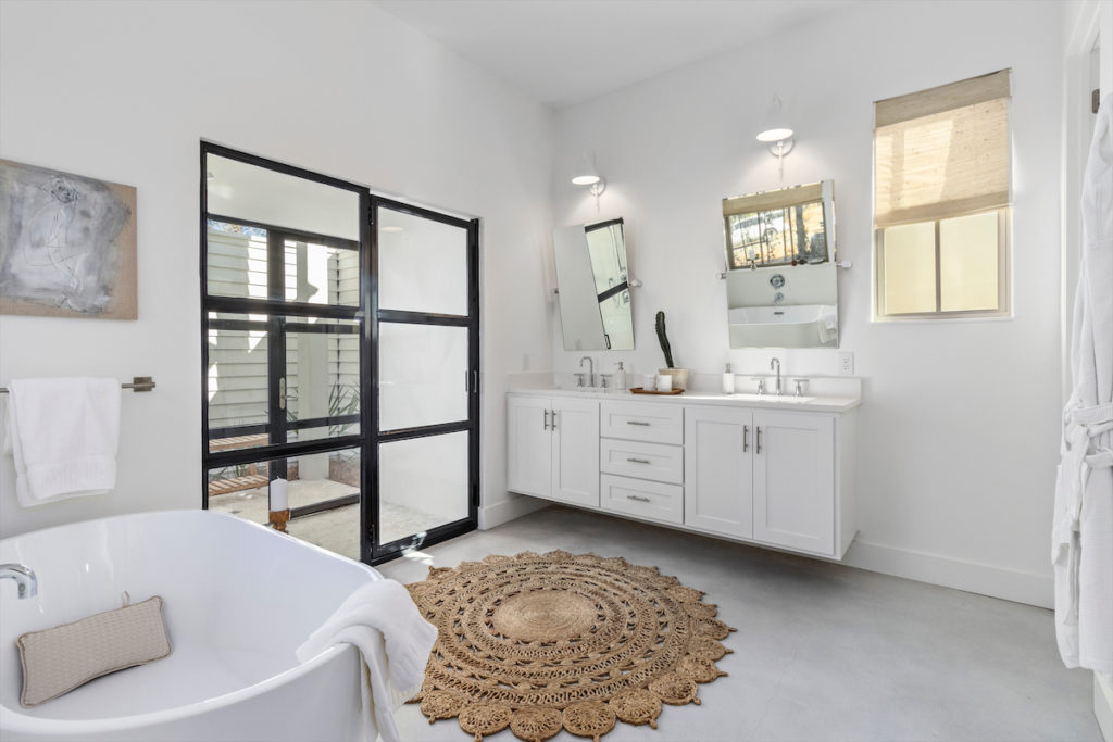 A soaking tub in the master bathroom.