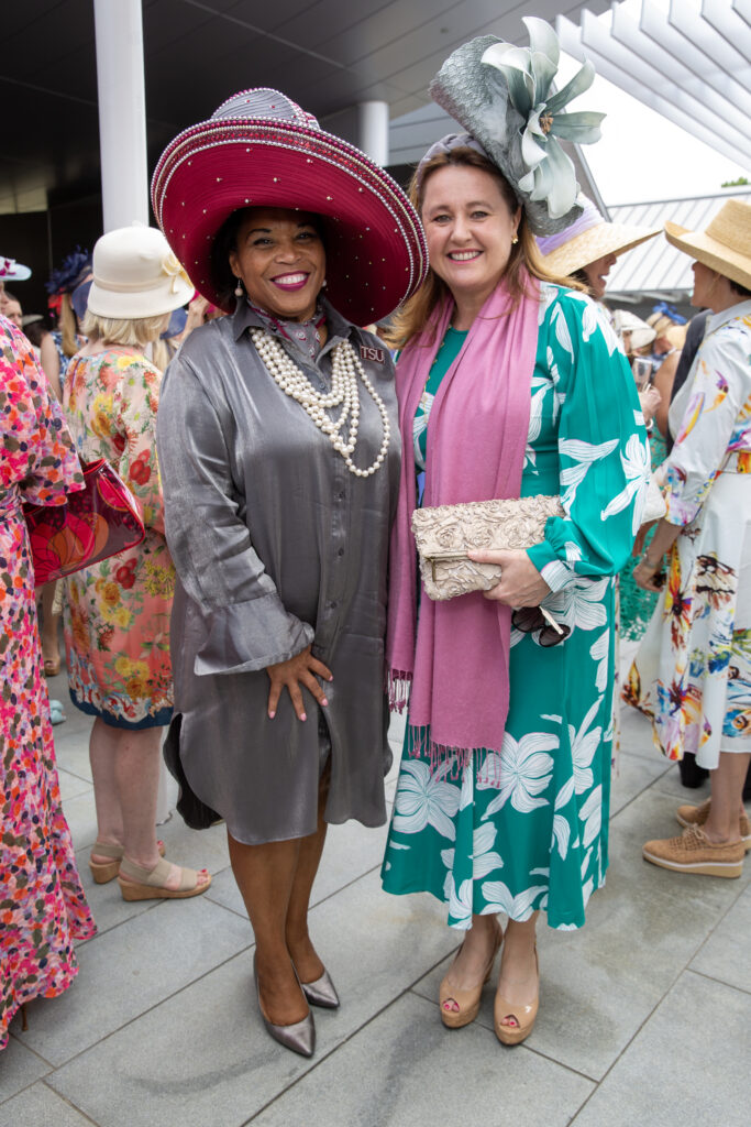 Lesia Crumpton-Young, Anne-Laure Stephens at the Hermann Park Conservancy's 'Hats in the Park' luncheon (Photo by Jenny Antill)
