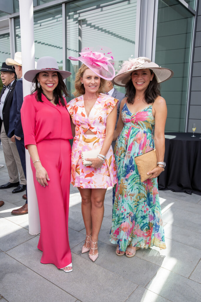 Nicole Katz, Carolyn Tanner, Tracy Hale at the Hermann Park Conservancy's 'Hats in the Park' luncheon (Photo by Jenny Antill)