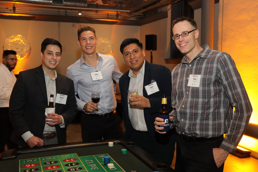 Oscar Duran, Gabe Hidalgo, Juan Llana, Mike Stachiotti at the Oil & Gas Texas Hold ‘Em Tournament benefiting YES Prep.