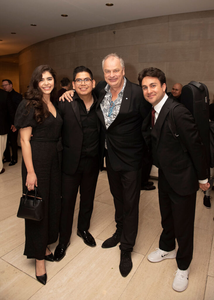 Savannah Springfield, Dallas Symphony Orchestra’s Elmer Churampi, former Canadian Brass member Jens Lindemann, Canadian Brass’ Achilles Liarmakopoulos (Photo by Tamytha Cameron)