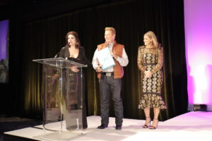 TB 2023 Trailblazer Janeen Comer, Emcee Frank Billingsley, Angela R. Hernandez (Photo by Houston Livestock Show and Rodeo)