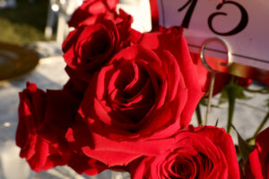 Roses centerpiece at the Ruby Red Gala (Photo by Danny Campbell and Rob Wythe/Wythe Portrait Studio)