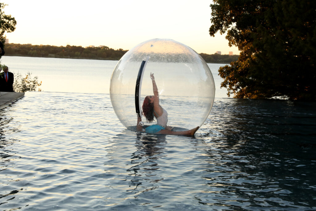 Acrobat performing at the Ruby Red Gala (Photo by Danny Campbell and Rob Wythe/Wythe Portrait Studio)