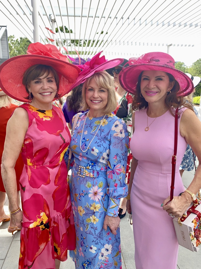 Hallie Vanderhider, Kelley Lubanko, Alex Blair at the Hermann Park Conservancy's 'Hats in the Park' luncheon (Photo by Shelby Hodge)