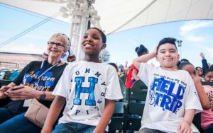 Young boys attend an art event at the Cynthia Woods Mitchell as part of the Cynthia Woods Mitchell Pavilion Art Education programs.