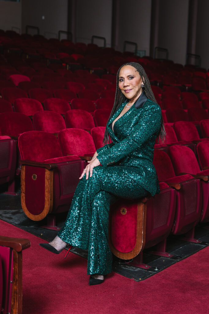 Myrtle Jones wearing Elie Saab blazer and pants from Tootsies. (Photo by Johnny Than)