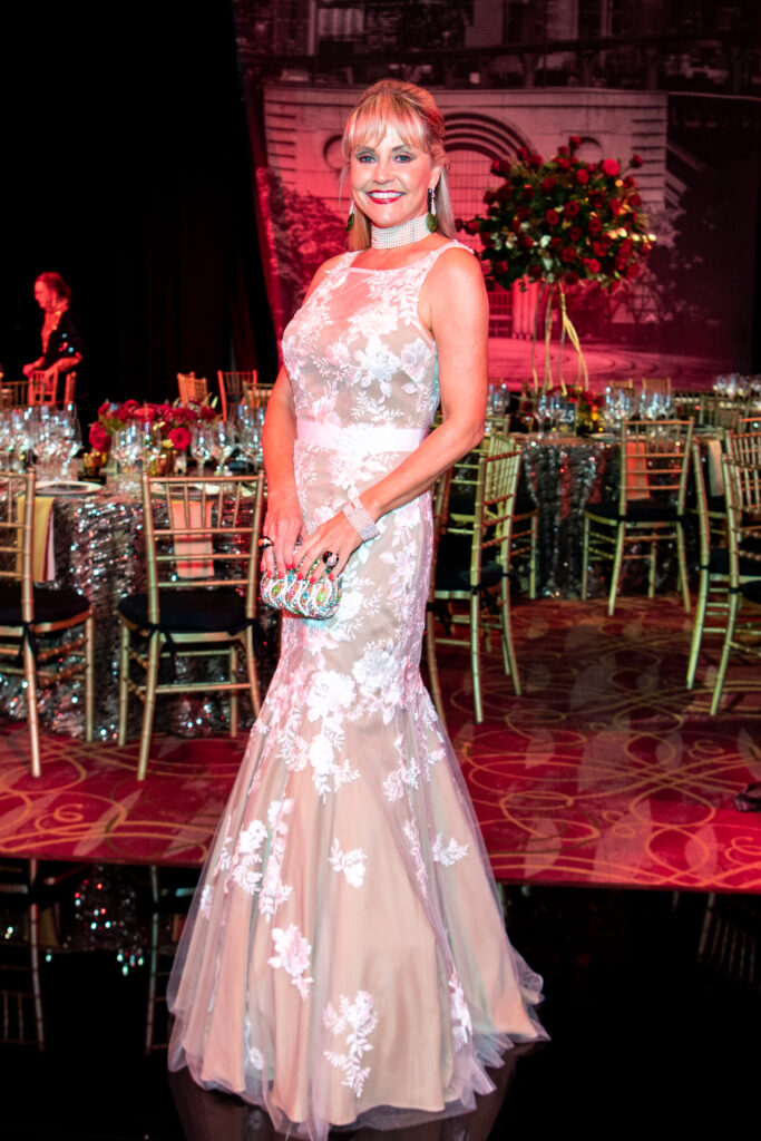 Lacy Baird in vintage Monique Lhuillier at the Houston Grand Opera Ball (Photo by Michelle Watson/Catchlight Group)